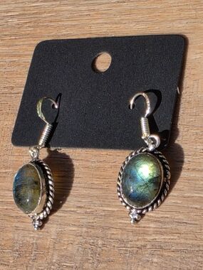 Labradorite Dangle Sterling Silver Earrings